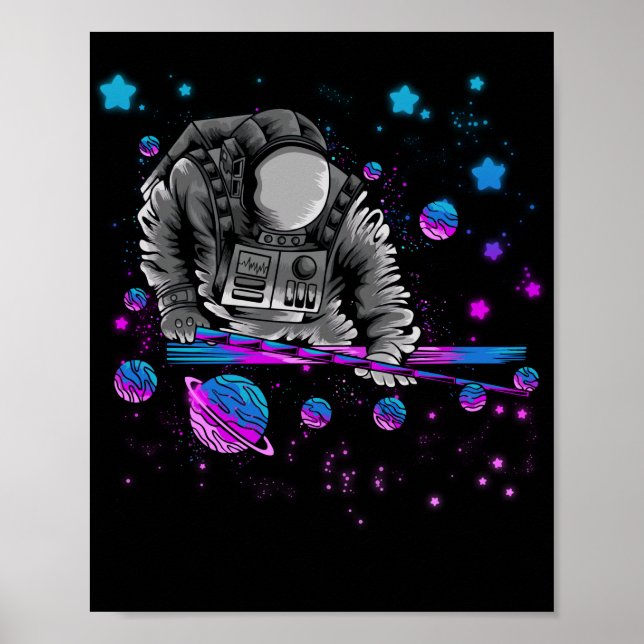 Affiche Astronomie Galaxy Billiard Lecteur Pool d'astronau (Devant)