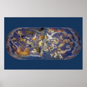 Affiche Astronomie Vintage Fresque Céleste, Constellations