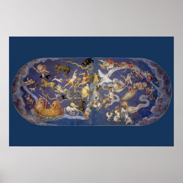 Affiche Astronomie Vintage Fresque Céleste, Constellations (Devant)