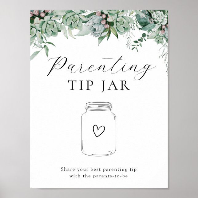 Affiche Astuce parentale succulente et eucalyptus Jar (Devant)