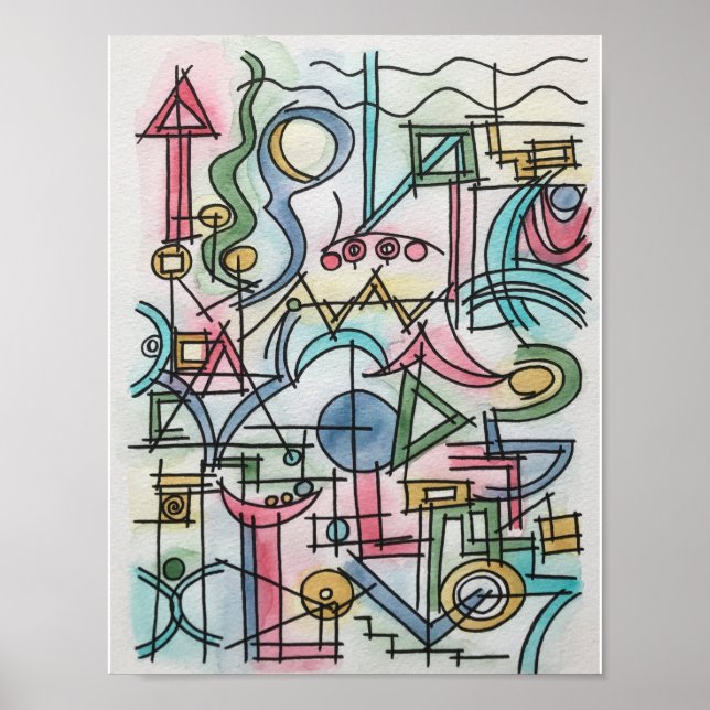 Affiche Asymétrie moderne Bauhaus Art géométrique (Devant)