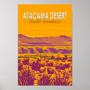 Affiche Atacama Desert Sunset Amérique du Sud Voyage Vinta