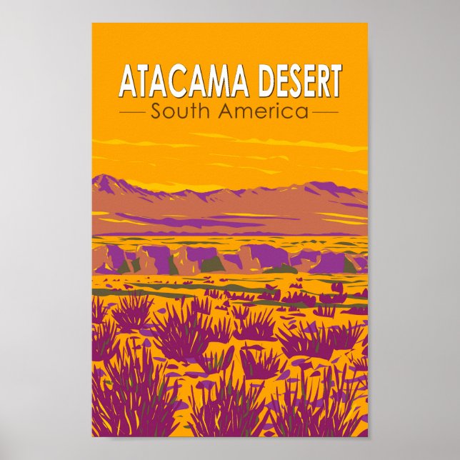 Affiche Atacama Desert Sunset Amérique du Sud Voyage Vinta (Devant)