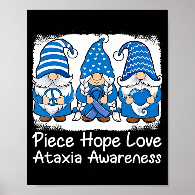 Affiche Ataxia Support gnomes avec ruban Bleu Ataxia Awar (Devant)