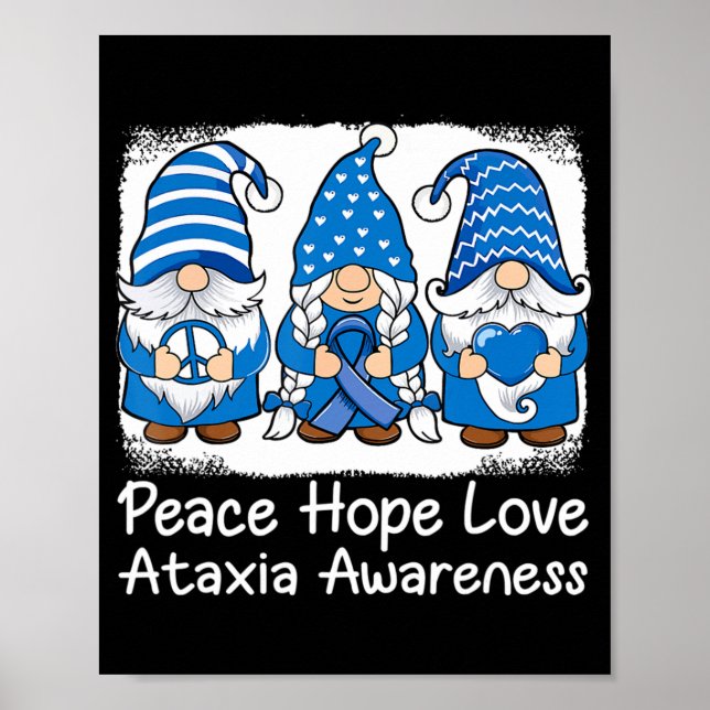 Affiche Ataxia Support gnomes with ribbon Blue Ataxia Awar (Devant)