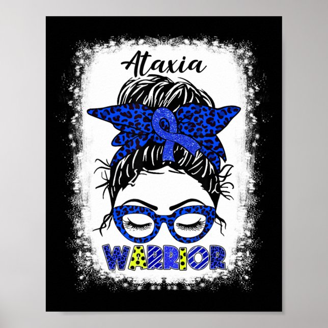 Affiche Ataxia Warrior Messy Bun Blue Ribbon Women Ataxia  (Devant)