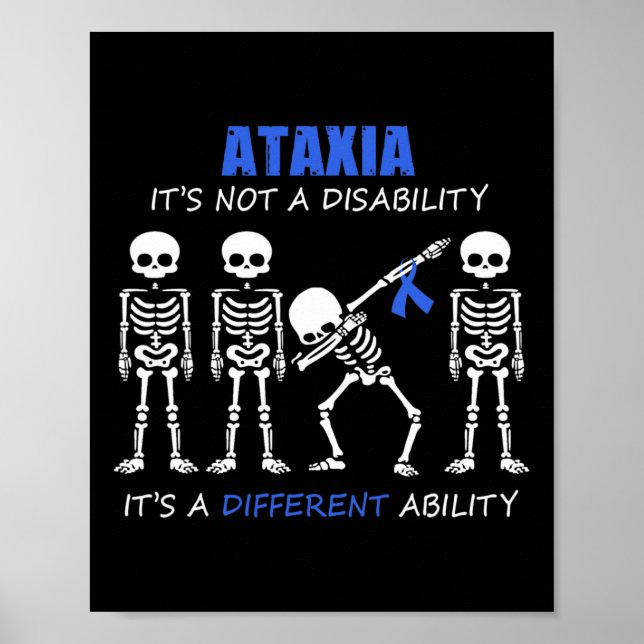 Affiche Ataxie Ce n'est pas un handicap squelette Dabbing  (Devant)