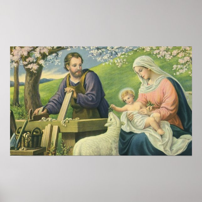 Affiche Atelier de Joseph avec Marie et l'Enfant Jésus (Devant)