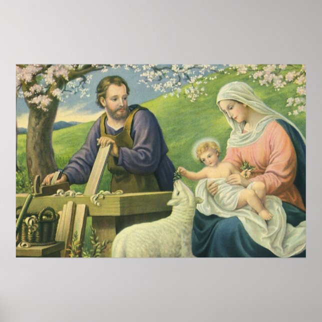 Affiche Atelier de Joseph avec Marie et l'Enfant Jésus (Devant)
