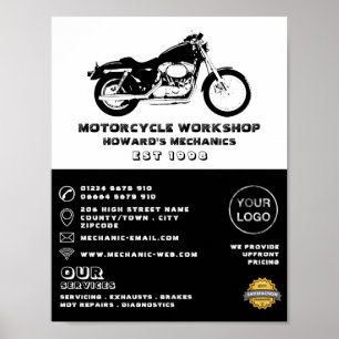 Affiche Atelier de motocyclette, mécanique et réparation p