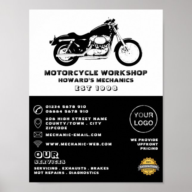 Affiche Atelier de motocyclette, mécanique et réparation p (Devant)