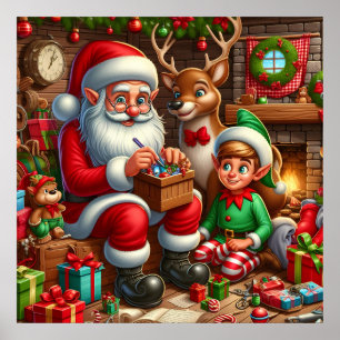 Affiche Atelier de Père Noël de Noël festif