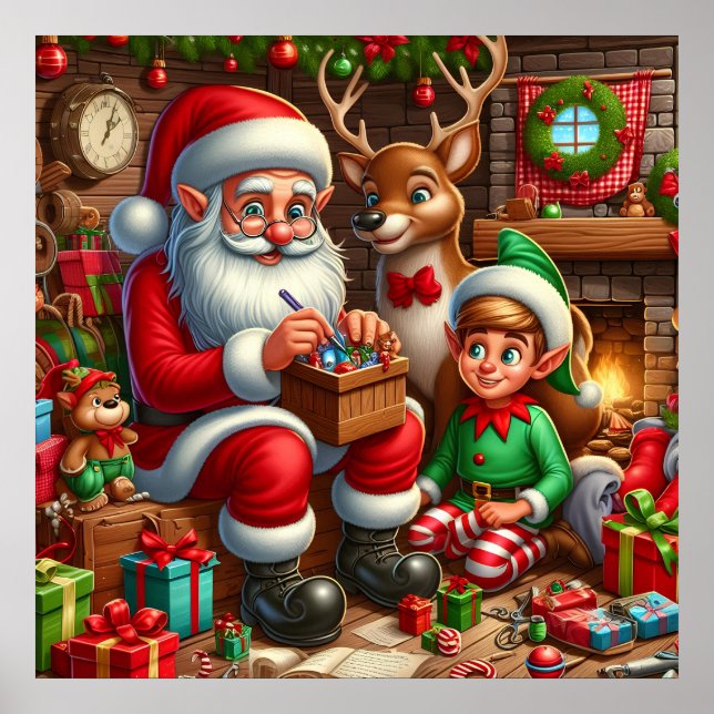 Affiche Atelier de Père Noël de Noël festif (Devant)