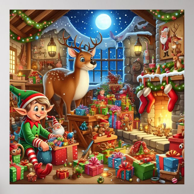 Affiche Atelier de Père Noël de Noël festif (Devant)