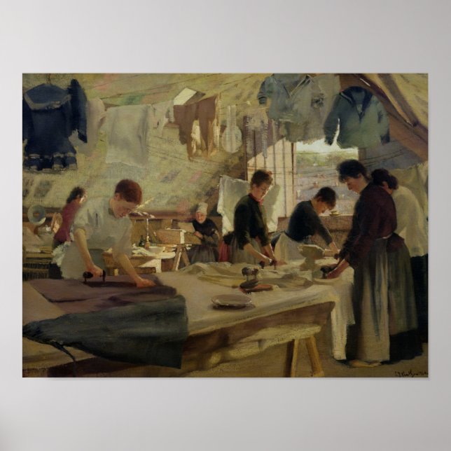 Affiche Atelier de repassage à Trouville, 1888 (Devant)