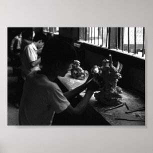 Affiche Atelier de sculpture sur pierre vintage de Guilin