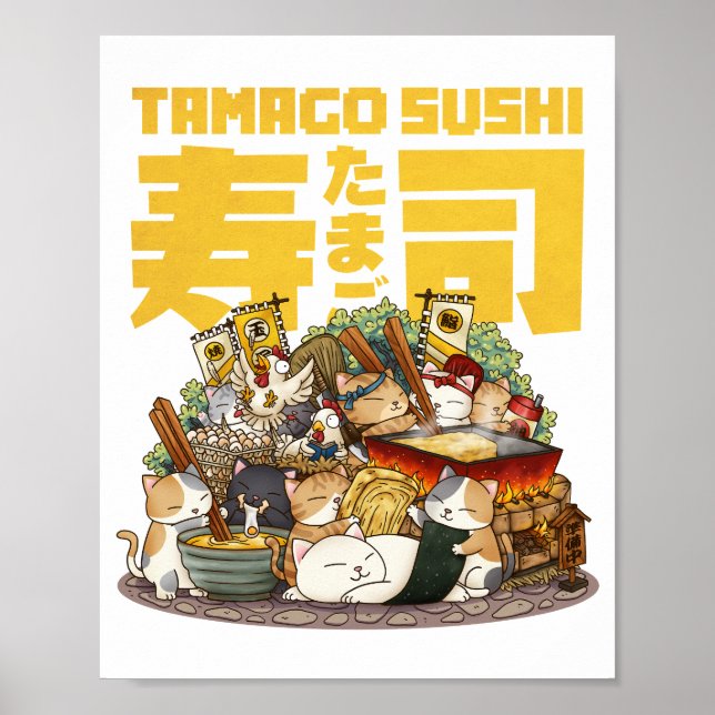 Affiche Atelier de sushi Tamago Chats Whimsical (Devant)