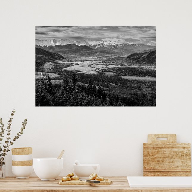 Affiche Athabasca Lookout, Monochrome Scenery Photography (Cuisine)