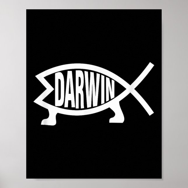 Affiche Athée Charles Darwin Théorie De L'Évolution Poisso (Devant)