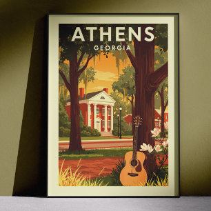 Affiche Athènes Géorgie vintage