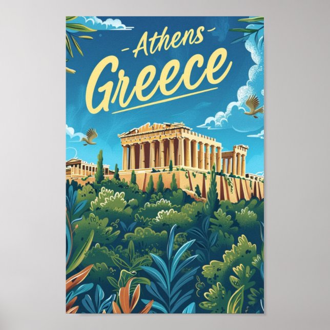 Affiche Athènes Grèce célèbre Vintage voyage Place (Devant)