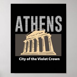 Affiche Athènes Grèce Conception de monument de voyage vin