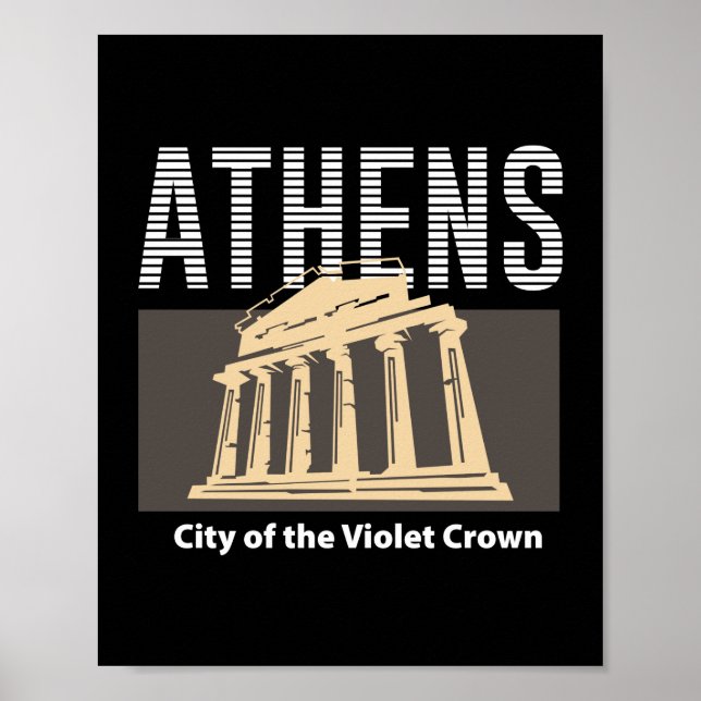 Affiche Athènes Grèce Conception de monument de voyage vin (Devant)