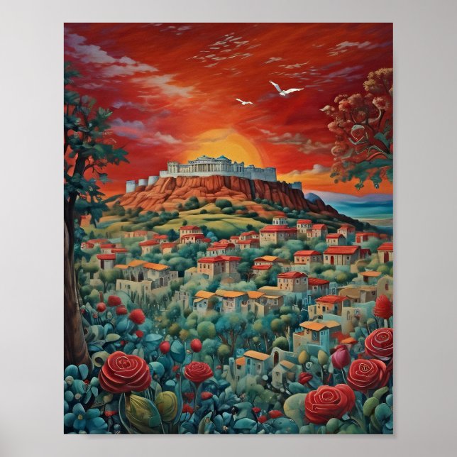 Affiche Athènes Grèce Imprimer, Papier d'affiche de valeur (Devant)