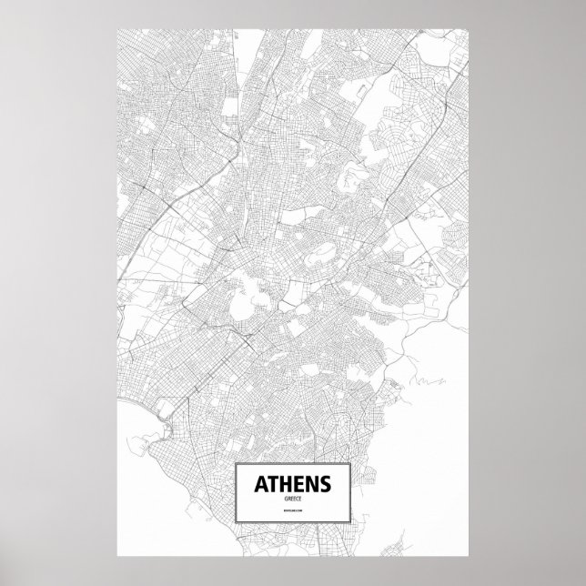 Affiche Athènes, Grèce (noir sur blanc) (Devant)