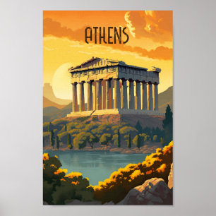 Affiche Athènes Grèce Vintage célèbre Travel Place