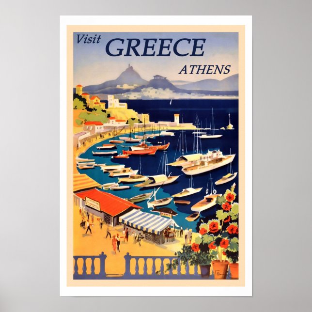 Affiche Athènes, Grèce Vintage voyage (Devant)