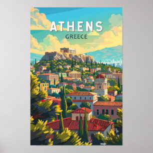 Affiche Athènes voyage artistique vintage Grèce