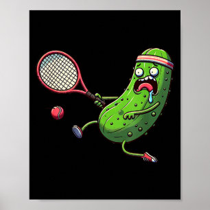Affiche Athlète de pickle de tennis courant avec raquette 
