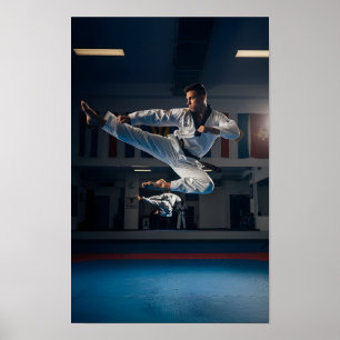 Affiche Athlète de Taekwondo exécutant un coup de pied lat