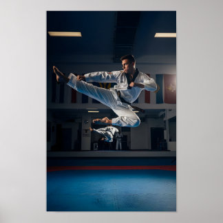 Affiche Athlète de Taekwondo exécutant un coup de pied lat