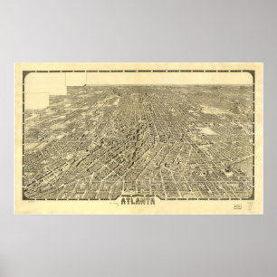 Affiche Atlanta Georgia 1919 Antique carte panoramique