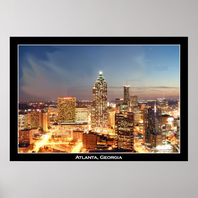 Affiche Atlanta, Georgia at Night - Belle Skyline (Devant)