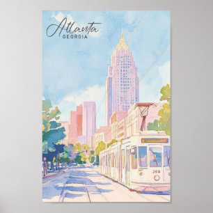 Affiche Atlanta Georgia Gouache Illustration Voyage