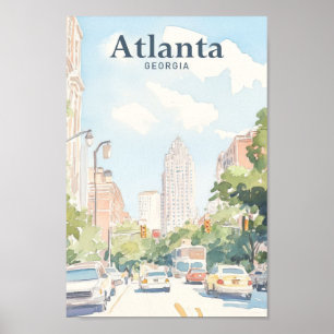 Affiche Atlanta Georgia Gouache Illustration Voyage