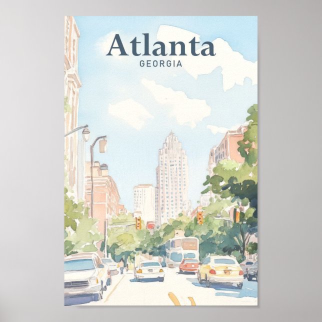 Affiche Atlanta Georgia Gouache Illustration Voyage (Devant)