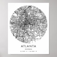 Atlanta Georgia Minimal moderne Circle Street Map