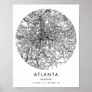 Affiche Atlanta Georgia Minimal moderne Circle Street Map