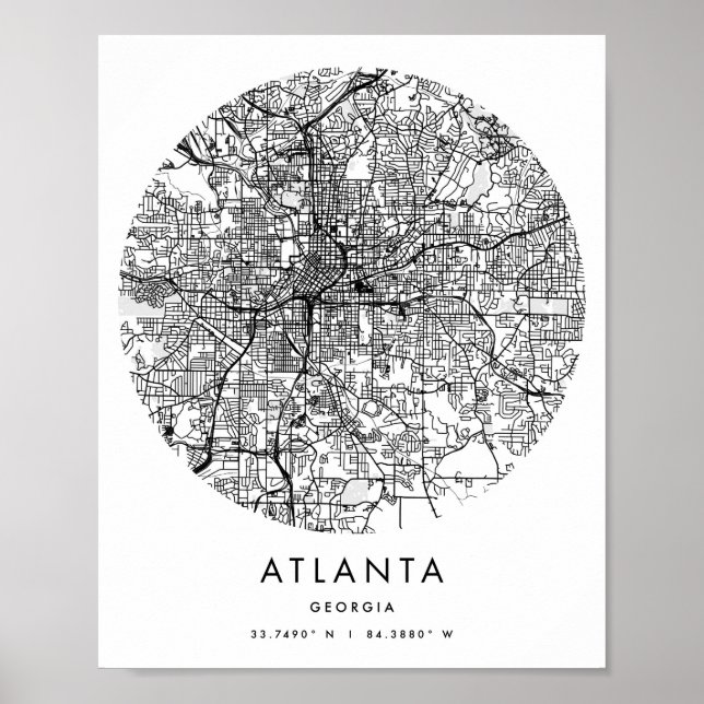 Affiche Atlanta Georgia Minimal moderne Circle Street Map (Devant)