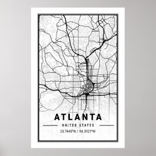 Affiche Atlanta Georgia USA City Travel City Plan