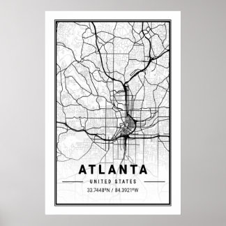 Affiche Atlanta Georgia USA City Travel City Plan