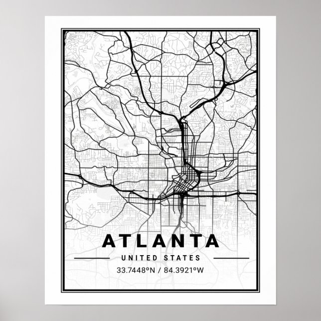 Affiche Atlanta Georgia USA Travel City Map (Devant)