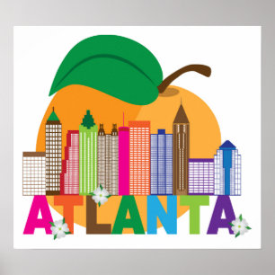 Affiche Atlanta, Géorgie   Peach Skyline
