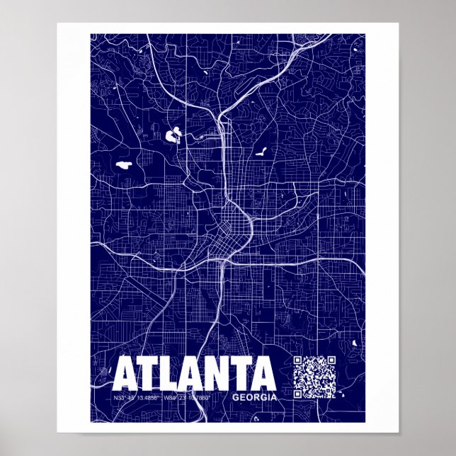 Affiche Atlanta, Géorgie USA Travel City Map (Devant)