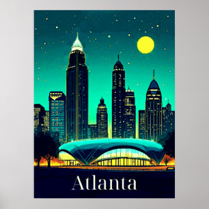 Affiche Atlanta Skyline sous un ciel étoilé