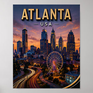 Affiche Atlanta Voyage Panorama et Parc Centennial